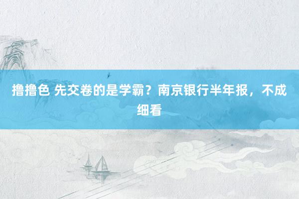 撸撸色 先交卷的是学霸？南京银行半年报，不成细看